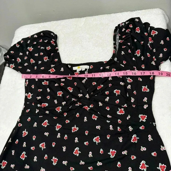 Boden | Black Floral Print Sweetheart Jersey Midi Dress Size 12R NWT - Picture 7 of 11